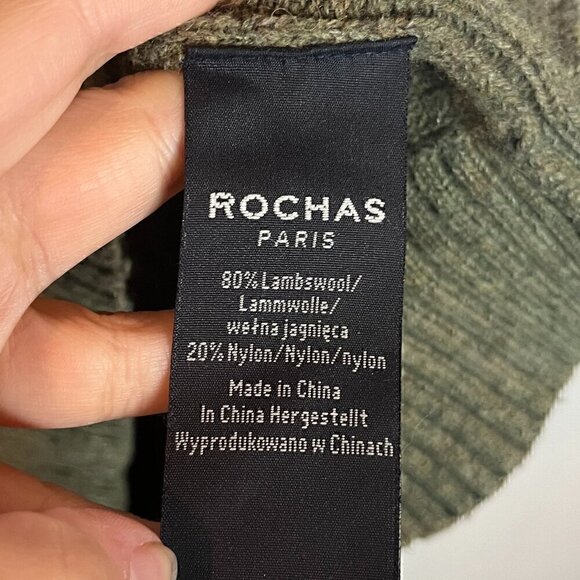 Rochas Paris dark green wool blend quarter zip cable sweater - Picture 4 of 5